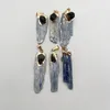 Pendant Necklaces Fashion Natural Stone Kyanite Amethyst Plating Gold Color Necklace Jewelry Making Charm Accessories 6pc