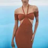 Casual Jurken Off-shoulder Gebreide Maxi Voor Vrouwen Zomer 2024 Vakantie Sexy Party Uitgesneden Backless Bodycon Strand Lange Jurk Yuqung