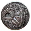 Crafts 1921 Handmade Movable Mechanism Holy Grail Hobo Nickel Coin Wandering Removeable Sword Collectible Creative Gift