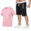 Survêtements pour hommes 2024 coton-été 2024deux pièces ensemble hommes t-shirt à manches courtes haut court CJJ429