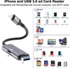 2-in-1 lightning and USB 3.0 high-speed miniature dual-slot memory card adapter Camera memory card reader is suitable for iPhone/ laptop/desktop to support SD/TF card.