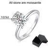 Smyoue 18K pläterad 23ct Diamond Ring for Women Oval Fancy Cut Bridal Sets Solitaire Wedding Promise Band 925 Silver 240106