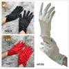 Cinq doigts gants femmes mariage mariée courte satinée doigt longueur poignet costume bal fête classique noir blanc rouge