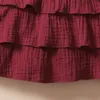 Baby Girl Red Wine with white 3-layer cupcake dress 240108