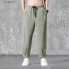 Pantaloni da uomo Pantaloni estivi alla caviglia da uomo Pantaloni sportivi larghi allentati in vita elastica Pantaloni Harem solidi per il tempo libero maschile Pantaloni sportivi dritti YQ240108