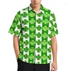 Men's Casual Shirts St Patrick's Day Patrick Irish Lucky Shamrocks Hawaii Shirt Short Sleeves Stylish Blouses Men Big Size