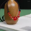 Kedjor Natural Red Agate Crystal Transfer Bead Pendant Hand Woven Lovers 'Friend Qixi Valentine's Day Gift