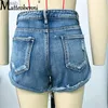 Shorts femininos senhoras rebarba rasgado denim shorts verão borla sexy hip cowboy curto feminino moda buracos cintura alta reta mulheres rua jeans yq240108