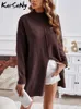 Casual Dresses KarSaNy Gray Spring Short For Women Korean Winter Turtleneck Knitted Split Dress Coffee Clothings