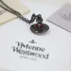 Designers jewels Vivienne Limited edition high edition Empress Dowager Saturn Gun Black Necklace Jewelry Women's Sweet Cool Sweater Chain