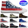 Customized shoes skateboard shoes HIGH-CUT 7218 star lovers diy shoes Retro casual shoes men women shoes outdoor sneaker red the Old Glory big size eur 29-49