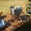 Ensembles de batterie de cuisine en plein air 304 en acier inoxydable poignée pliante Pot Camping Portable poêle soupe ménage pique-nique ensemble