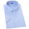 Chemises habillées pour hommes Été à manches courtes Chemise solide Hommes Plain Formel Business Social Mens Blanc Slim Fit Pas de poche avant Bleu clair