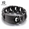 Kalen Matte Fahrradkettenarmbänder für Herren, 25 mm breit, klobiger schwerer Edelstahl, gebürstetes Gliederkettenarmband, Herrenschmuck 240106