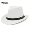 Baretten Strohoed Mannen Fedora Hoeden Met Lederen Riem Vintage Trilby Caps Zomer Jazz Cowboy Zonnehoed Cap Chapeau Blower