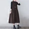 Casual Dresses Spring Autumn Womens Corduroy Dress Vestidos Retro Fashion Femal Long Single-Breasted Sleeveless Vest