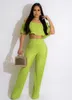 Women's Two Piece Pants 2024 Women's Pleated Solid Color Off-Shoulder Tube Top Loose Flared Two-Piece Set