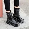 Botas Pxelena tamanho grande 34-45 plataforma robusta mulheres punk gótico trepadeiras militares motocicleta motociclista sapatos de combate