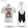 Cykeltröja sätter Sloth Team Men's Cycling Jersey Set Triathlon Clothing Breattable Mountain Cycling Clothes UV Protection Riding Bicycle Suitl240108