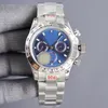 Męski srebrny szary okrągły okrągły 40 mm męski zegarek odporny na zarysowanie niebieski kryształowy stal nierdzewna 904L bar czas Luminous Automatyczne automatyczne mechaniczne zegarek Fabryka