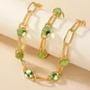 Halsbandörhängen Set Luxury Emerald Hollow Armband Chain Women Girls Gifts Gold Plating Fashion Jewelry Party Gift 2024 Style