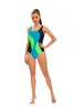 Maillots de bain pour femmes Couleur correspondant Sports Maillot de bain une pièce Mode Halter Hollow Beach Robe