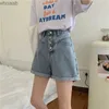 Damesshorts Koreaanse stijl Hoge taille jeansshorts Lichtblauw Baggy Dames Zomer Vintage gewassen broek Recht Y2k Mode Casual denim shorts YQ240108