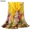 Scarves Quality Chiffon Scarf Women Flower Printing Hijab Stoles Spring Oil Painted Shawl Fenale Beach Holiday Thin Wraps