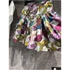 Rokken 2024 Vroege Lente Nieuwe Gekleurde Bloemenprint Hoge Taille Grote Rok A-lijn Mini Damesjurk Drop Levering Kleding Dames Clothi Otw7J