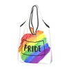 Sacos de compras Reciclagem Trans Pride Flag Drip Bag Mulheres Tote Portátil Transgênero LGBT Comprador de Compras