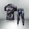 Tute Compressione Collant da corsa Set Adulti + bambini Bjj Rashguard Jiu Jitsu Maglietta + pantaloni Kickboxing Ragazzo Palestra Bambini Muay Thai Mma Pantaloncini