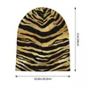 Berretti Strisce tigre dorate Skullies animali Berretti Cappelli Leopardo Casual Berretto da strada unisex Caldo cofano a doppio uso lavorato a maglia