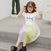 Robes de fille 2024 Vêtements d'été pour filles Dessin animé Enfants Casual Enfant en bas âge Anniversaire Vêtements pour enfants Robe Tutu à manches courtes Tenue