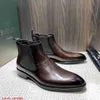 BERLUTI Botas de cuero Nuevas botas cortas Chelsea de un solo paso con diseño de piel de becerro para hombre Botas de cuero británicas HBTS