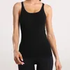 Shirts Lulutop Yoga Vest Women Solid Long Sports Energy Bra Sleeveless Fiess Running Shirts Gym Top with Bra Casual Workout Sportwear