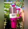 40oz Cosmo Pink Gradient Ombre H2.0 Red Tumblers With Handle Car Mugs Insulated Tumbler With Lids Straw Stainless Steel Coffee Tumbler Termos Cups