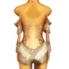 Stage Wear 2024 Shining Rhinestones Tassel Sexy Bodysuits For Women Nightclub DJ Clothing Pole Dance Costumes Bar Wears