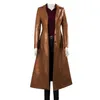 Jaqueta longa roupas femininas streetwear cor sólida steampunk gótico lapela motociclista jaqueta S-5XL mulher falso couro trench coat 240115