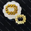 Diamond Square Double Letter Brooches Gold Steel Seal Brooches Designer Crystal Suit Coat Brooches Bag Decoration Wholesale