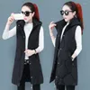 Dames Trenchcoats 2024 Herfst/Winter Koreaans Katoenen Vest Halflange Slim Fit En Bovenkleding Tank Top Afneembare Hoed Lieverd