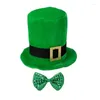 Berretti StPatrick Day Cappello verde con cintura con fibbia Shamrock Paillettes Bowtie Irish Celebration Festival Party Costume cosplay Puntelli