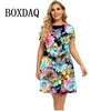 Casual Dresses 3D Butterfly Plant Flowers Print Elegant Women Short Sleeve Loose Mini Dress Summer Fashion Ladies Party Clothes