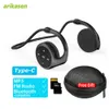 Radio Lettore MP3 Radio FM Cuffie wireless Cuffie Bluetooth 3 in 1 TypeC Scheda TF On Ear Comodi auricolari wireless con microfono