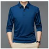 Streetwear Fashion Männer Solide Polo Shirts Frühling Herbst T-shirt Koreanische Langarm Revers Dünne Männliche Kleidung Business Tops 2023 240108