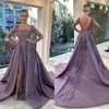 Luxury Women Evening Dress Square Neck For Women Long Sleeves Backless Split Side Skirt Sweep Train Bridal Gown Custom Made