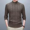 Autumn Winter Men Thicken Mock Neck Sweaters Korean Fashion Casual Long Sleeve Mane Clothes Slim Bottoming Stickovers 240108