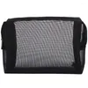 Cosmetic Bags -Black Mesh Makeup Bag See Through Zipper Pouch Travel And Toiletries Organizer Pack Of 12(S M L)