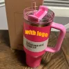 1: 1 logo cosmo pink tumplers Winter Pink Shimmery Limited Edition 40 Oz Tumblers 40oz Lid Straw Big Perize Beer Bottle Valentines Gift Pink Parade 0108
