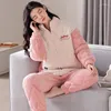 Women's Sleepwear Three-layer Clip Cotton Pajamas Women Flannel Quilted Female Warm Pijamas Mujer