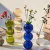 Vases 1pc Minimalist Nordic Double-layer Stained Glass Vase Hydroponic Flower Home Decoration Easter Gift Wedding Desk